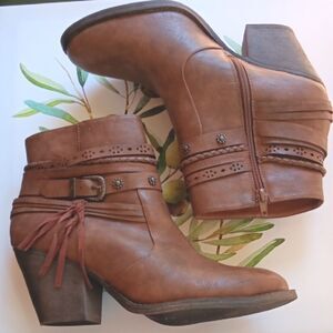 Jellypop Chestnut Ankle Booties Western. Vegan. Western.